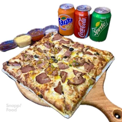 پیتزا سیر استیک آمریکایی دو نفره ( ۲۷ سانتی متری )